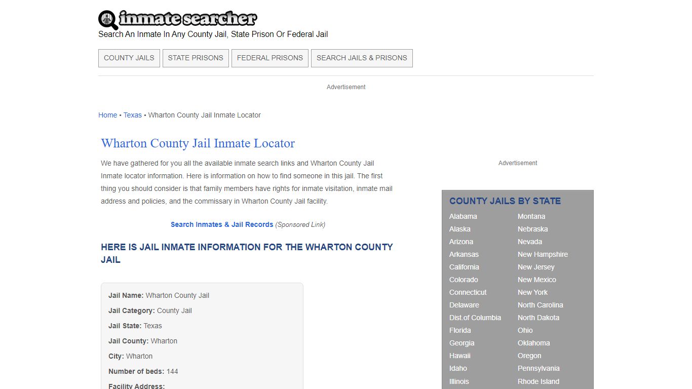 Wharton County Jail Inmate Locator - Inmate Searcher