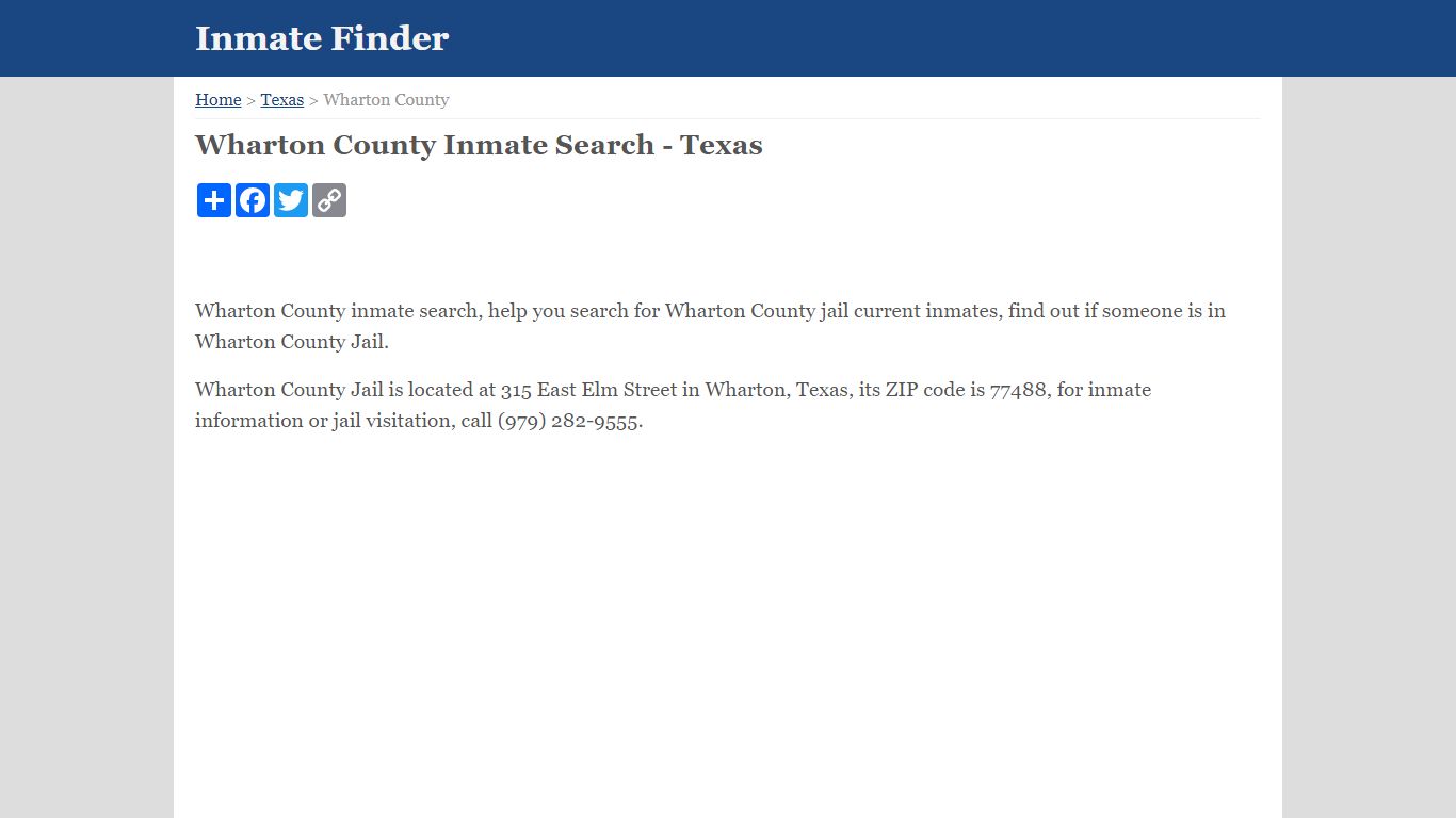 Wharton County Inmate Search - Texas
